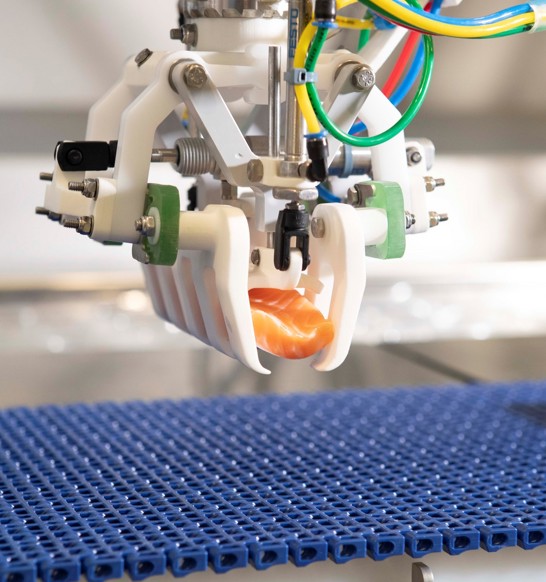 Marel's Robobatcher Thermoformer has unique grippers specifically designed for gentle product handling