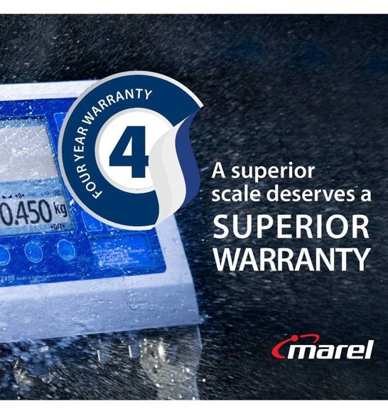 4 years superior warranty on Marel Scales